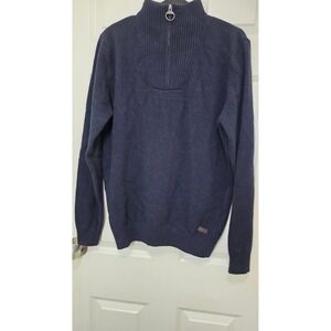 Barbour Wool Half Zip Sweater Men's Medium Navy Blue Pullover Fisherman Core